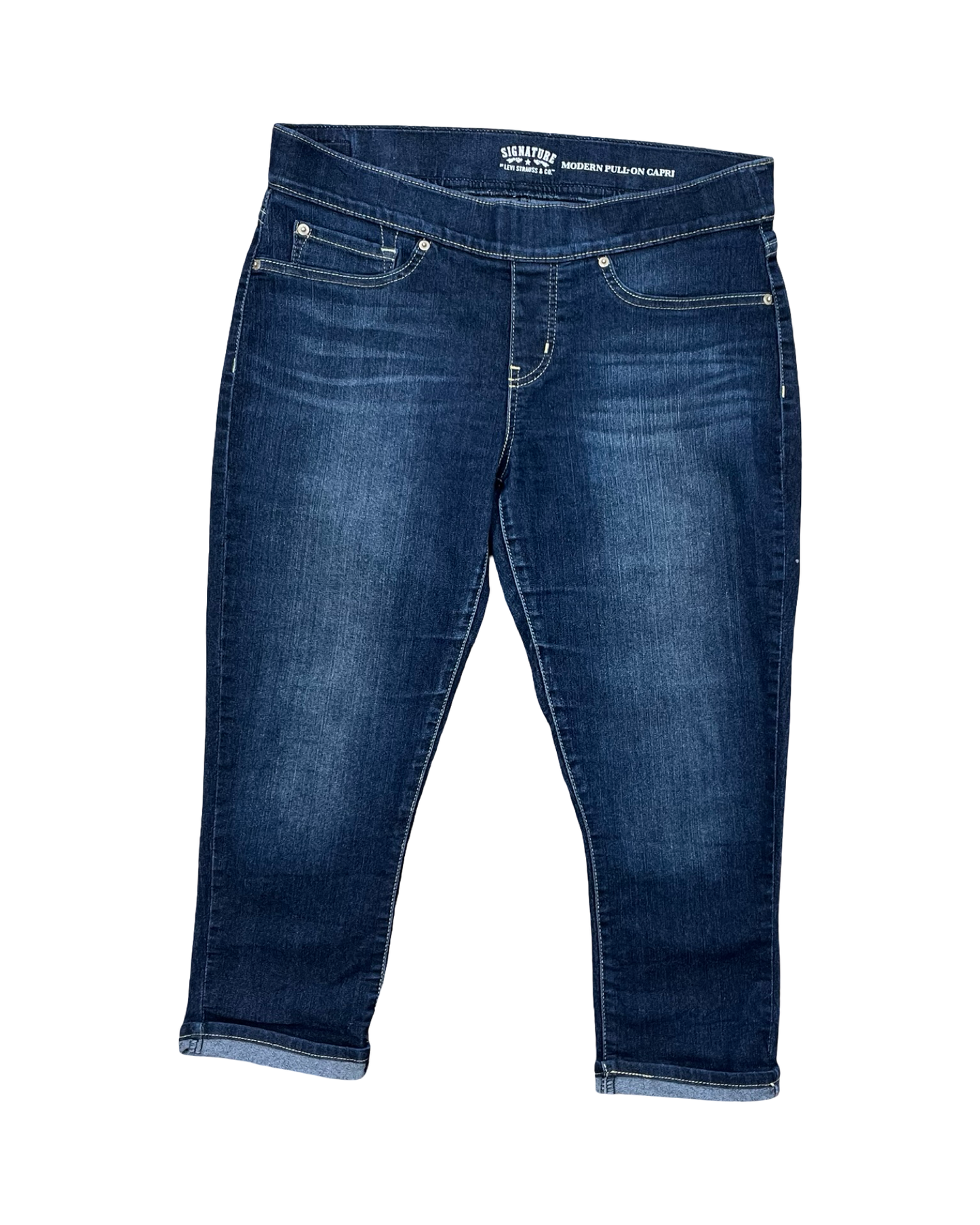 Jeans Cropped By Levis In Blue Denim, Size:16