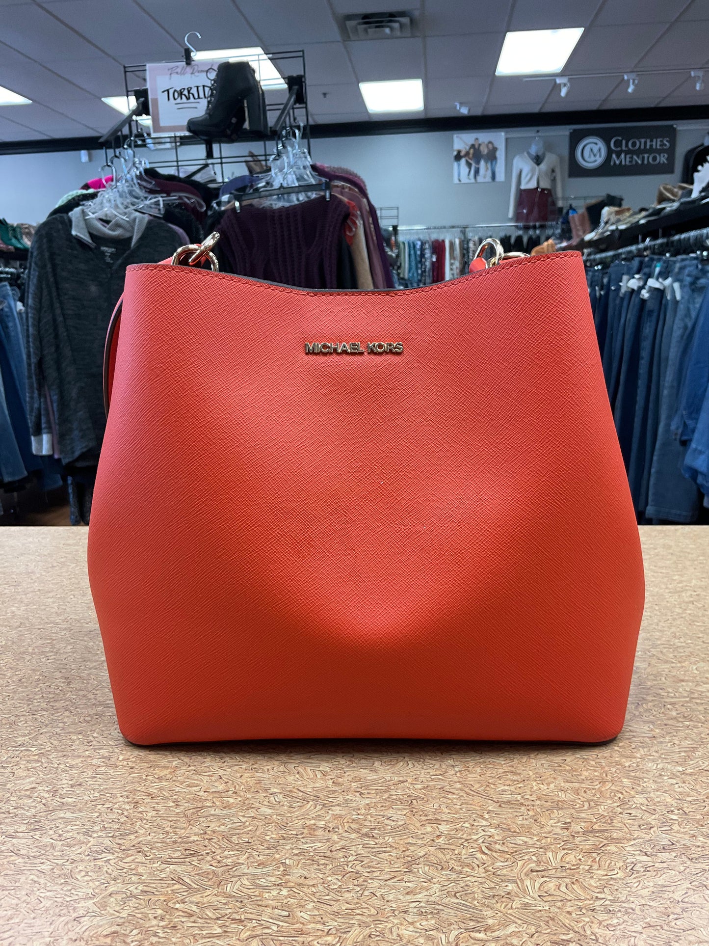 Handbag Designer By Michael Kors In Orange, Size:Medium