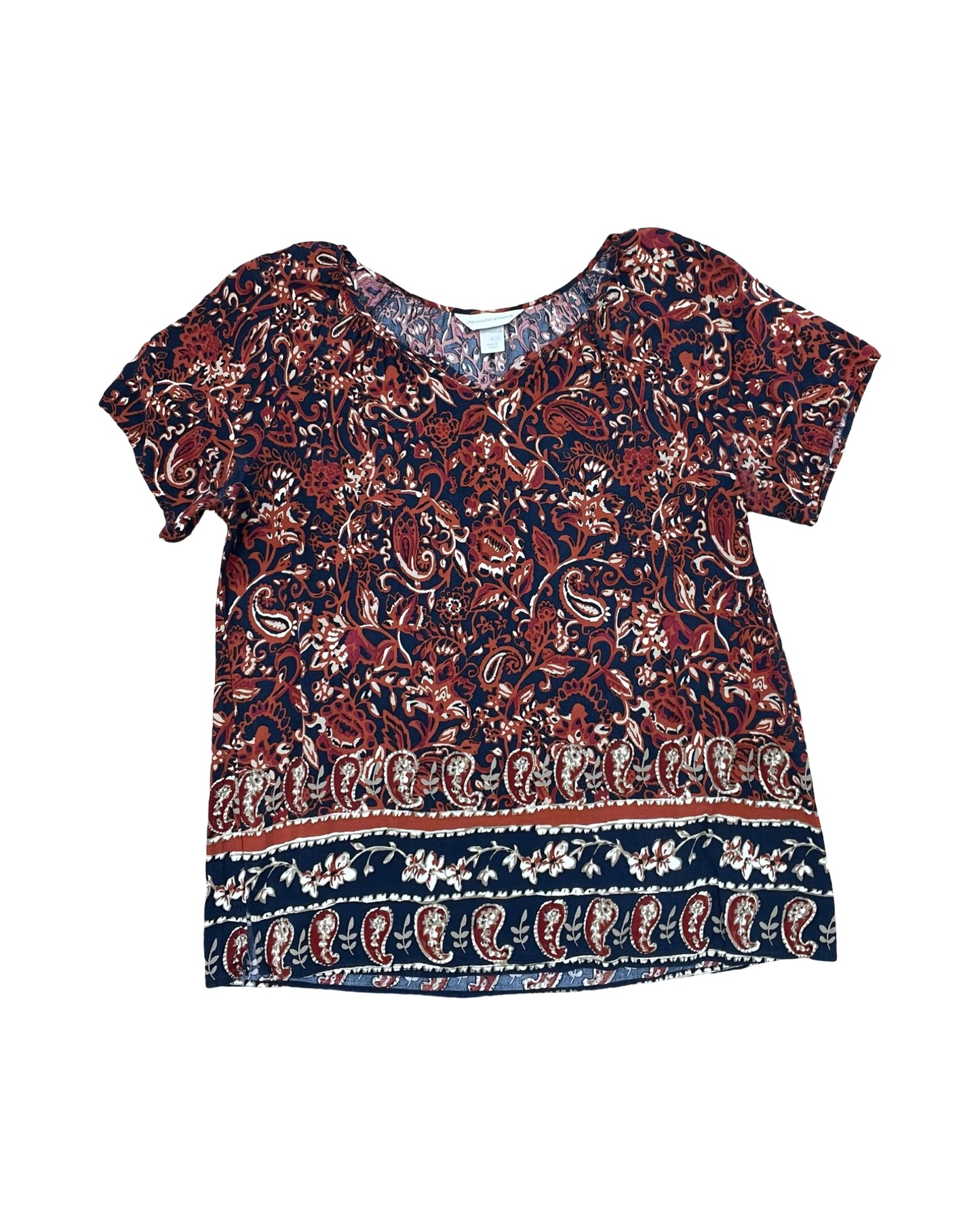 Top Sleeveless By Calligraphie In Brown & Cream, Size:M