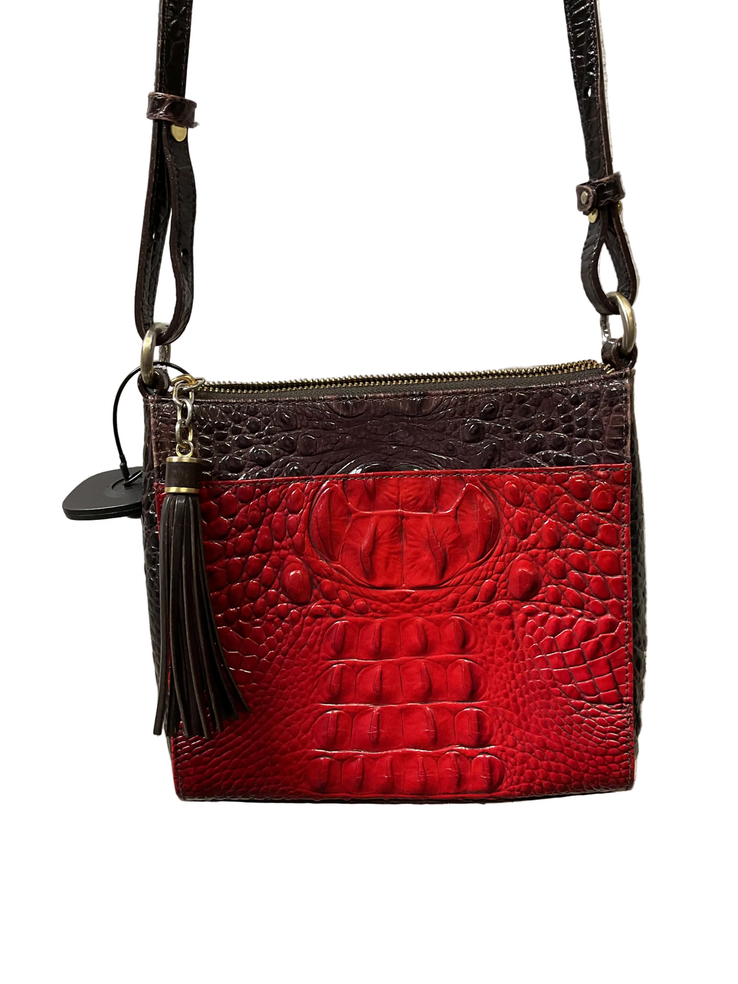Crossbody Designer By Brahmin In Black & Red, Size:Small