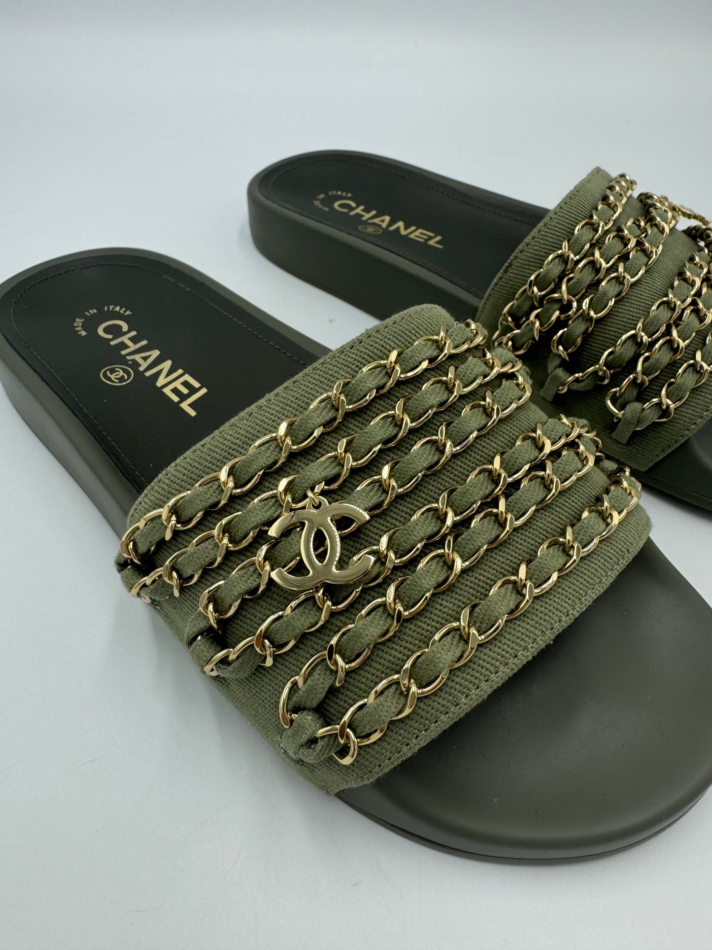 Chanel Tropiconic Luxury Designer Slides / Sandals in Size: 7 (37)