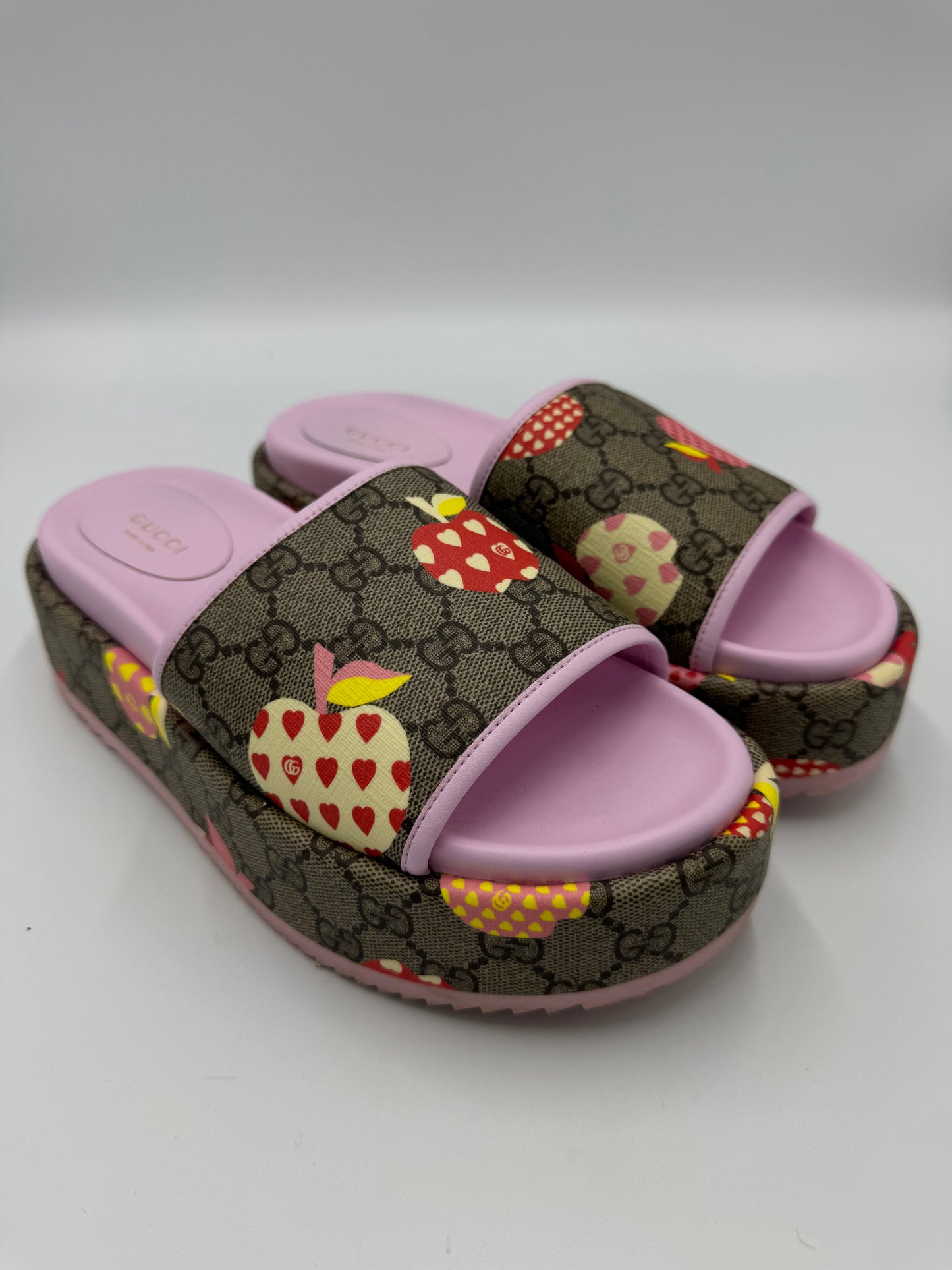 Gucci Les Pommes Platform Luxury Designer Sandals Size: 8.5