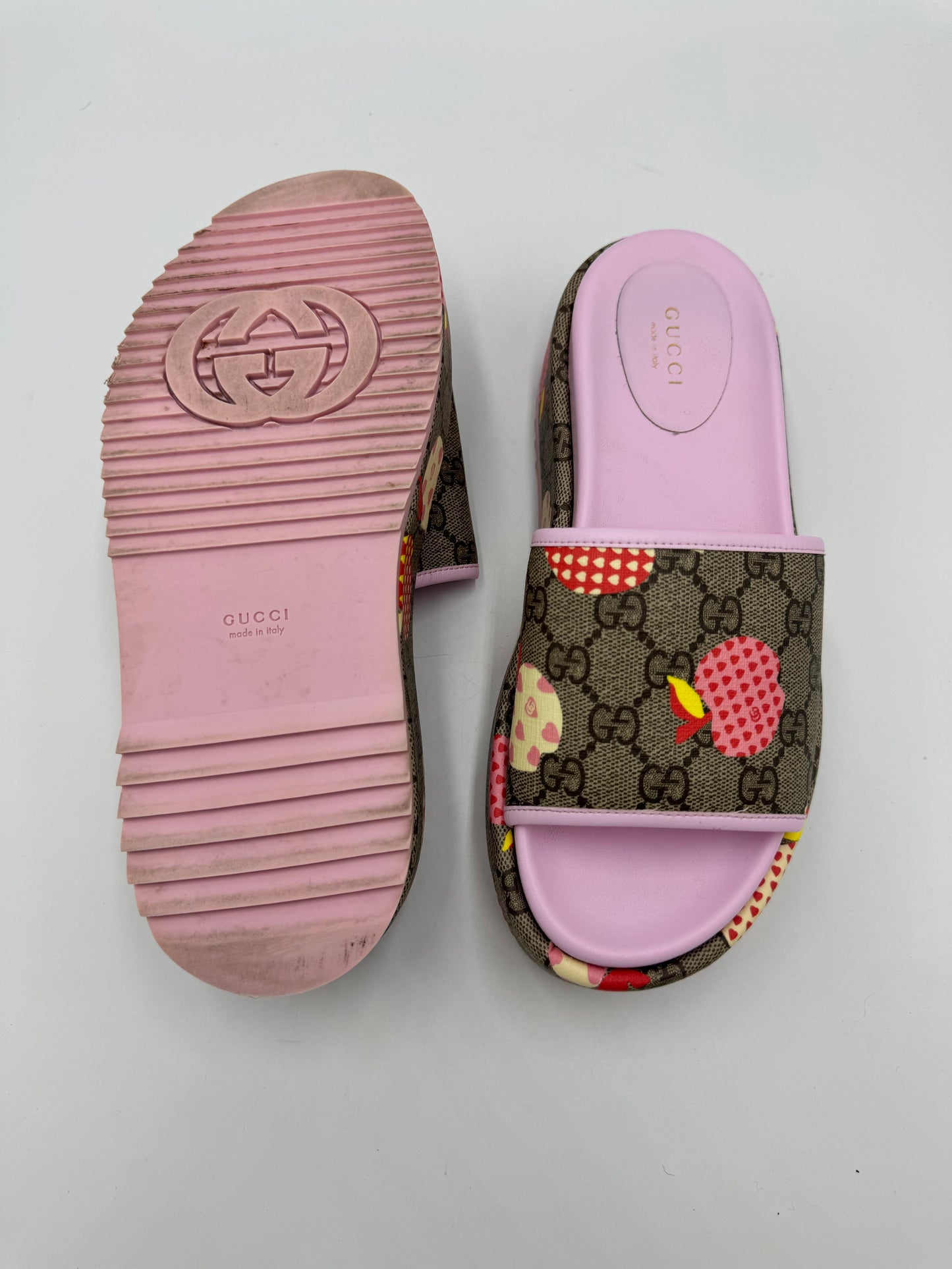 Gucci Les Pommes Platform Luxury Designer Sandals Size: 8.5