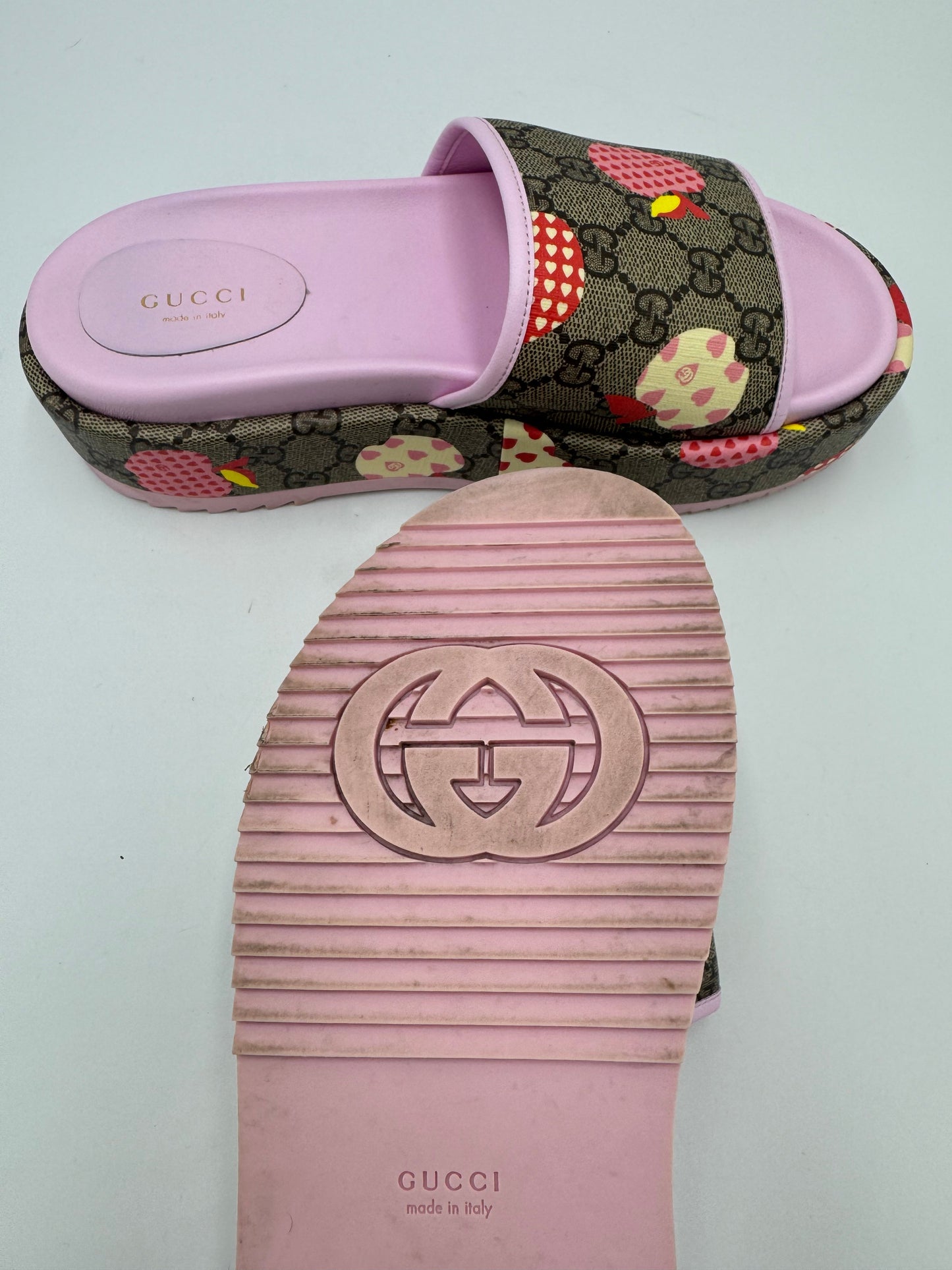 Gucci Les Pommes Platform Luxury Designer Sandals Size: 8.5