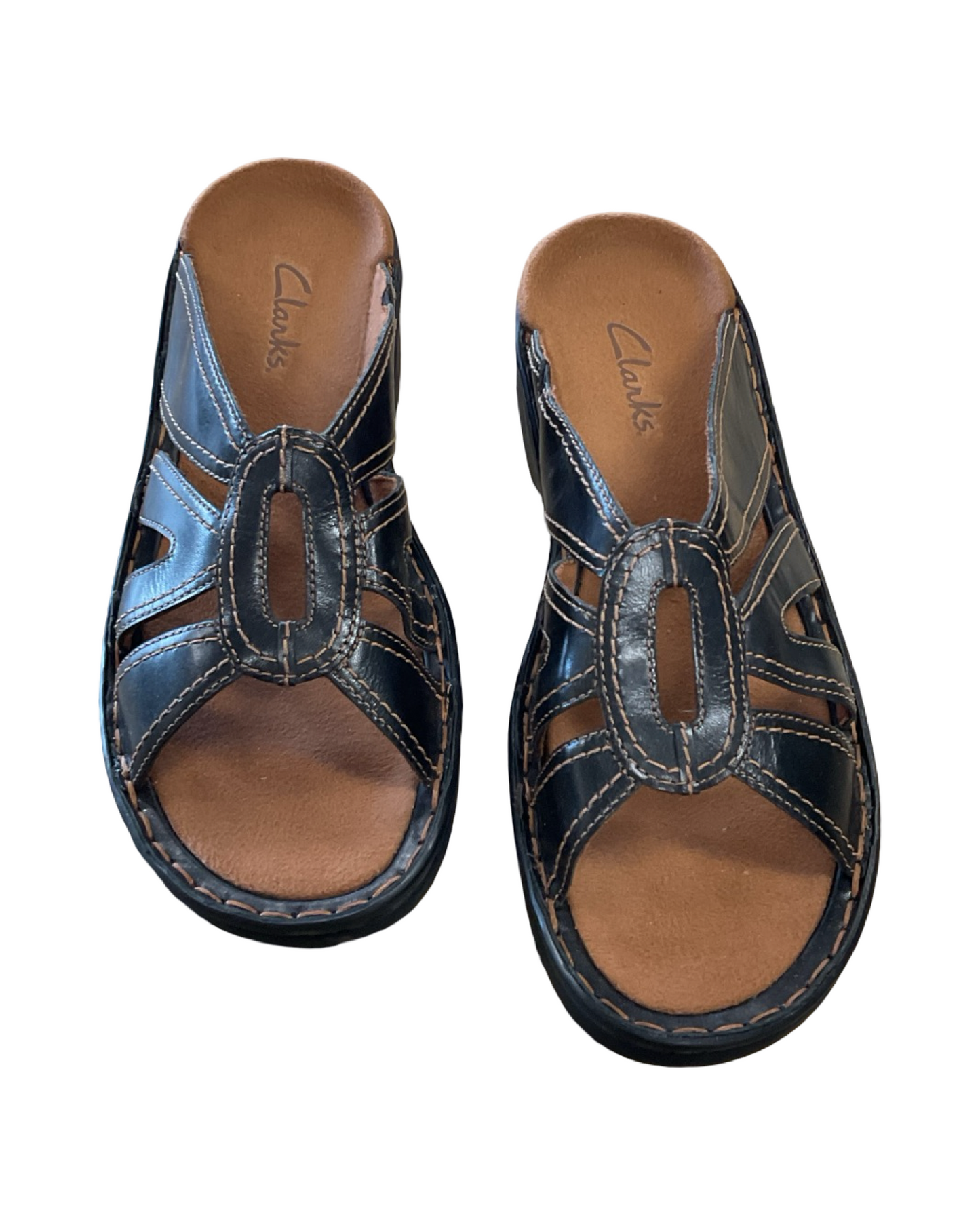 Sandals Flats By Clarks In Black, Size:8