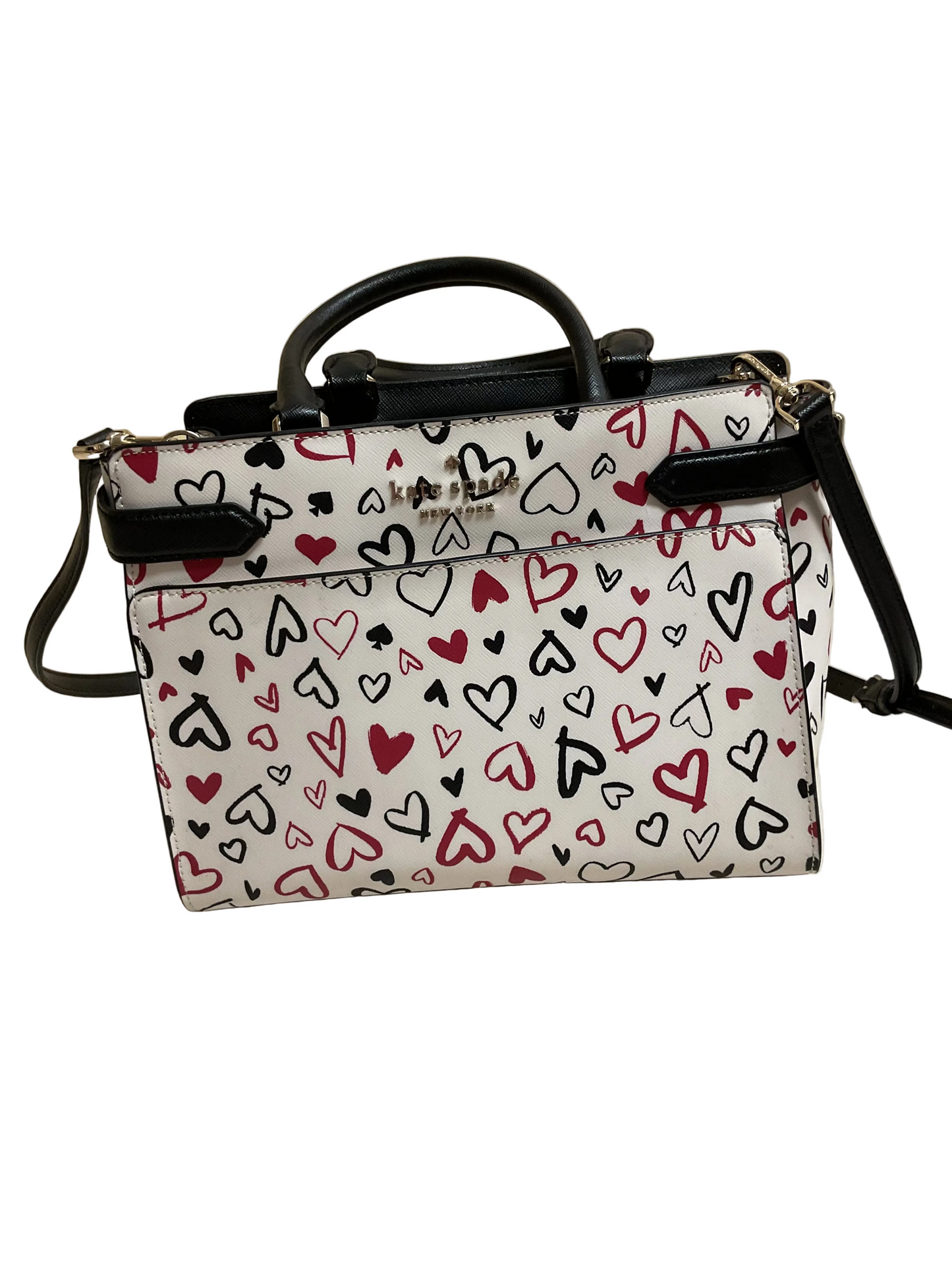 Handbag Designer By Kate Spade In Black & White, Size:Large