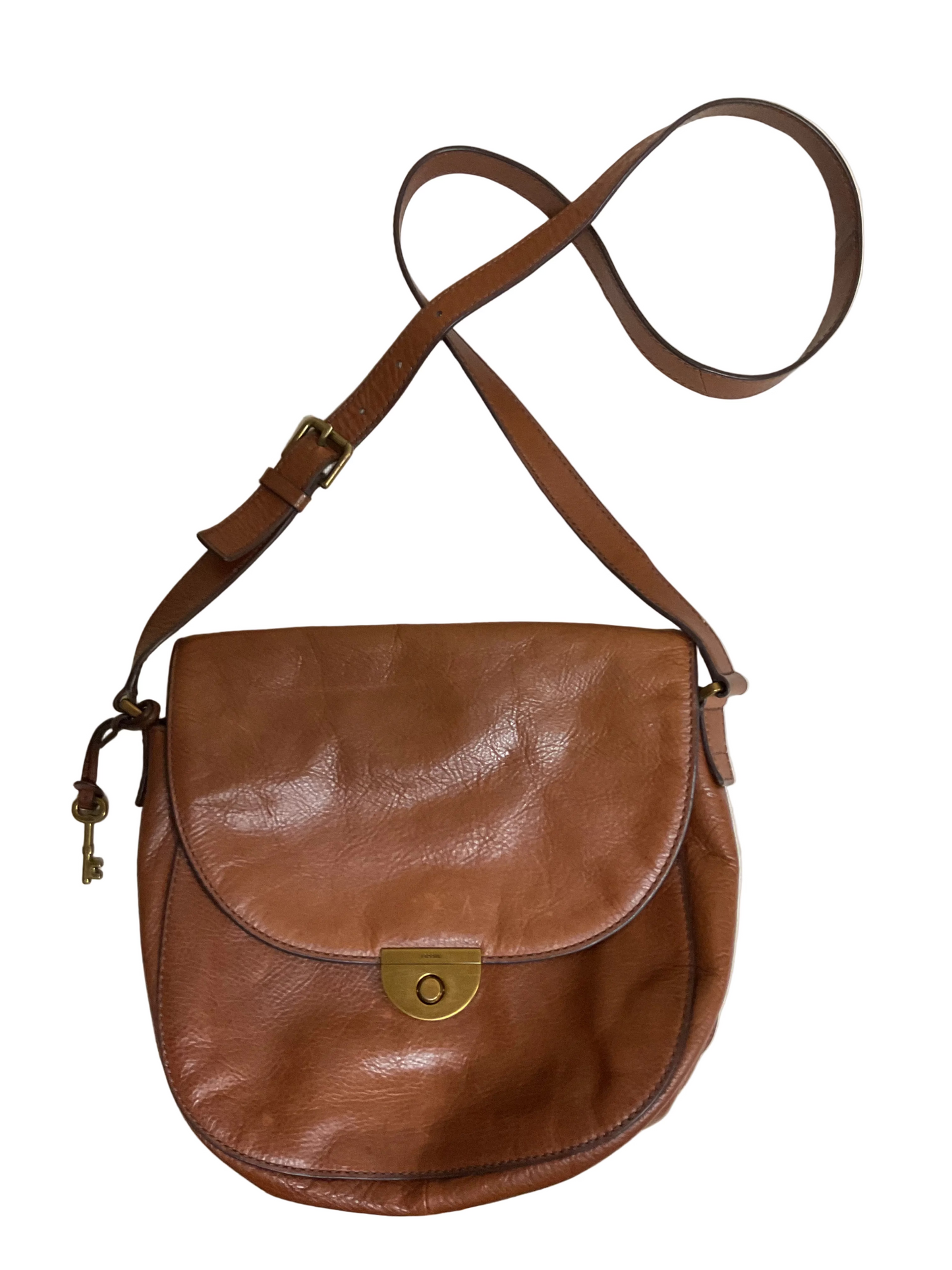Crossbody Leather By Fossil In Brown, Size:Medium