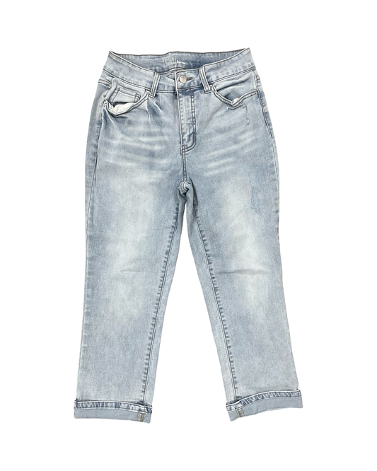 Jeans Cropped By Time And Tru In Blue Denim, Size:4
