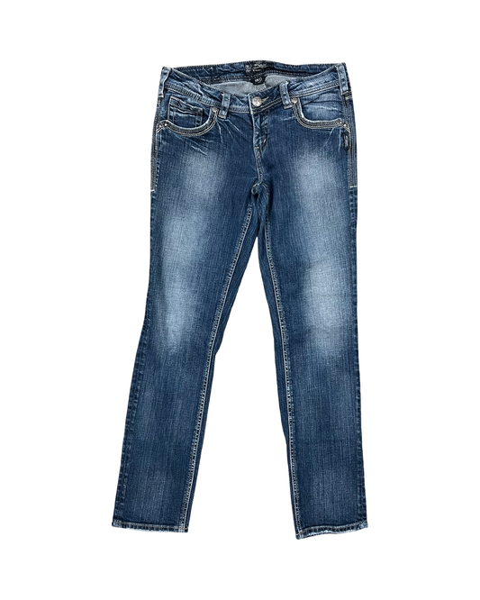 Jeans Straight By Silver In Blue Denim, Size:6