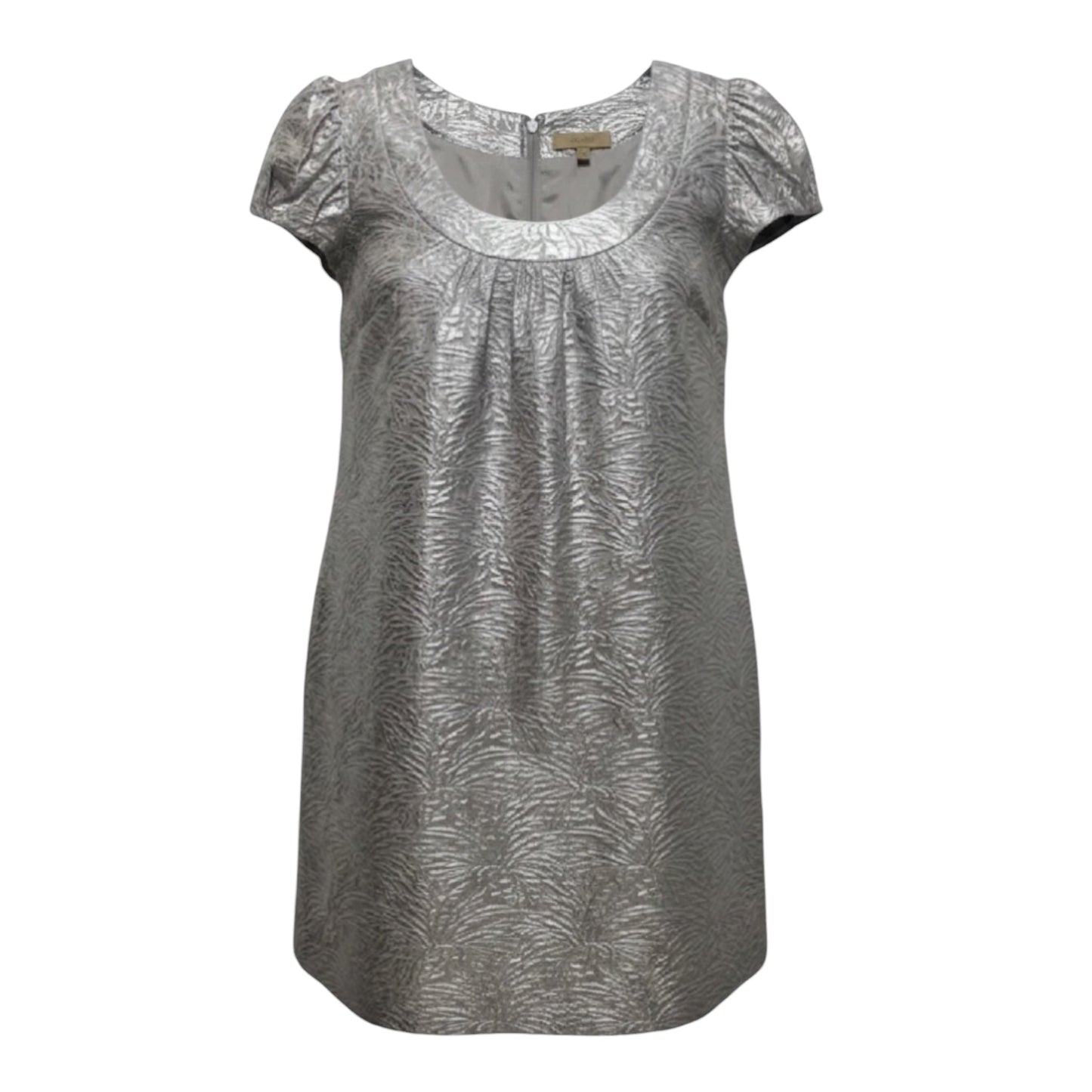 Metallic Jacquard Mini Dress By Ali Ro In Silver, Size: 12