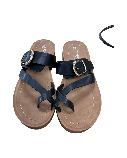 Sandals Heels Platform By Top Moda In Black & Brown, Size:10