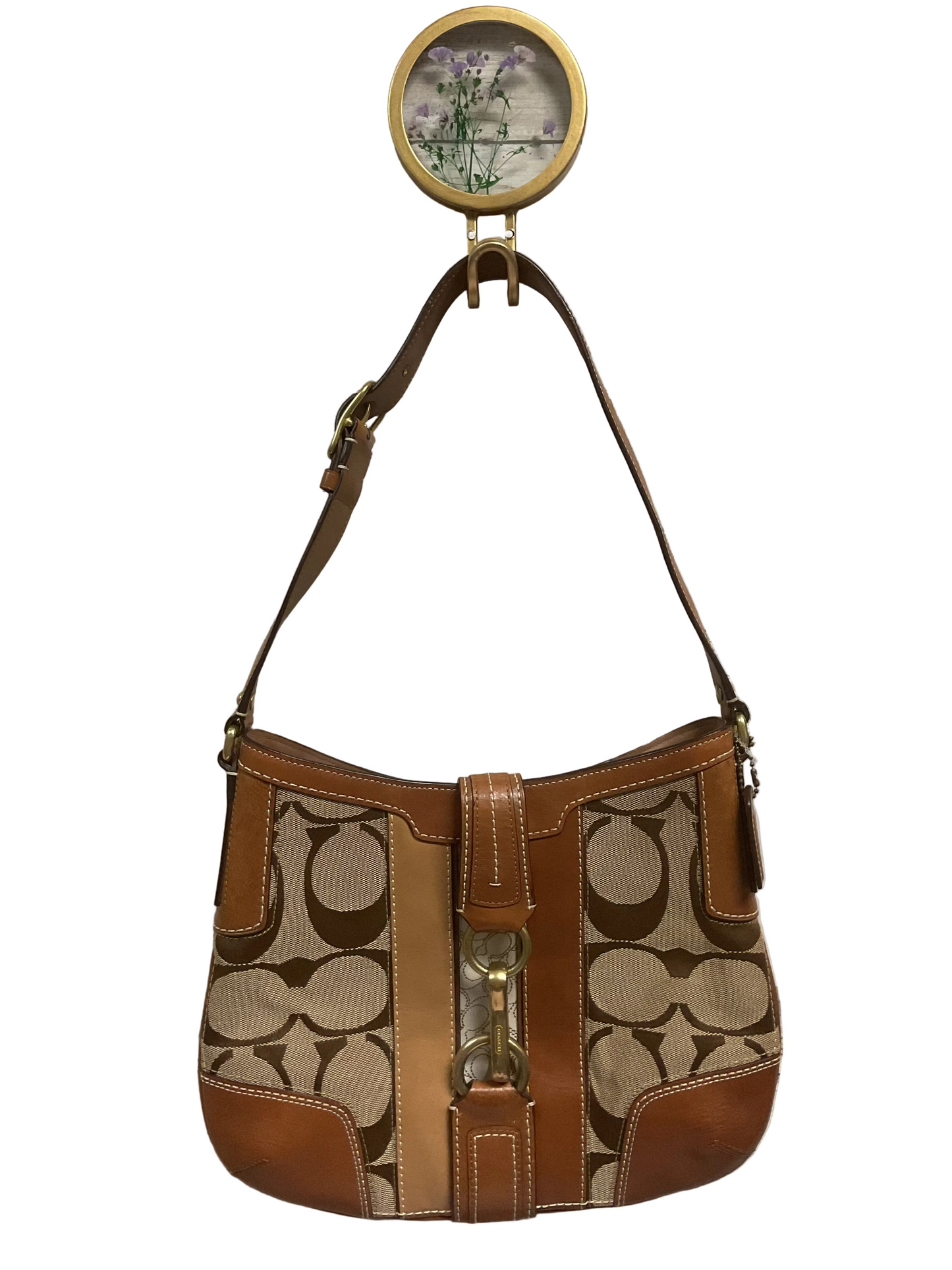 Handbag Designer By Coach In Brown & Cream, Size:Small