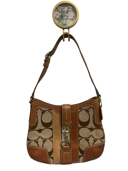 Handbag Designer By Coach In Brown & Cream, Size:Small