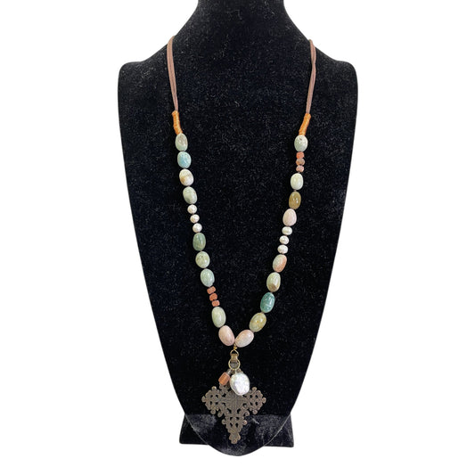 Necklace Pendant By Soft Surroundings In Brown & Green