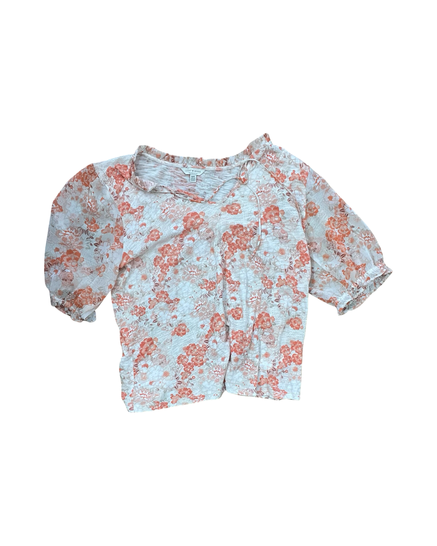 Top Ss By Lucky Brand In Cream & Orange, Size:M