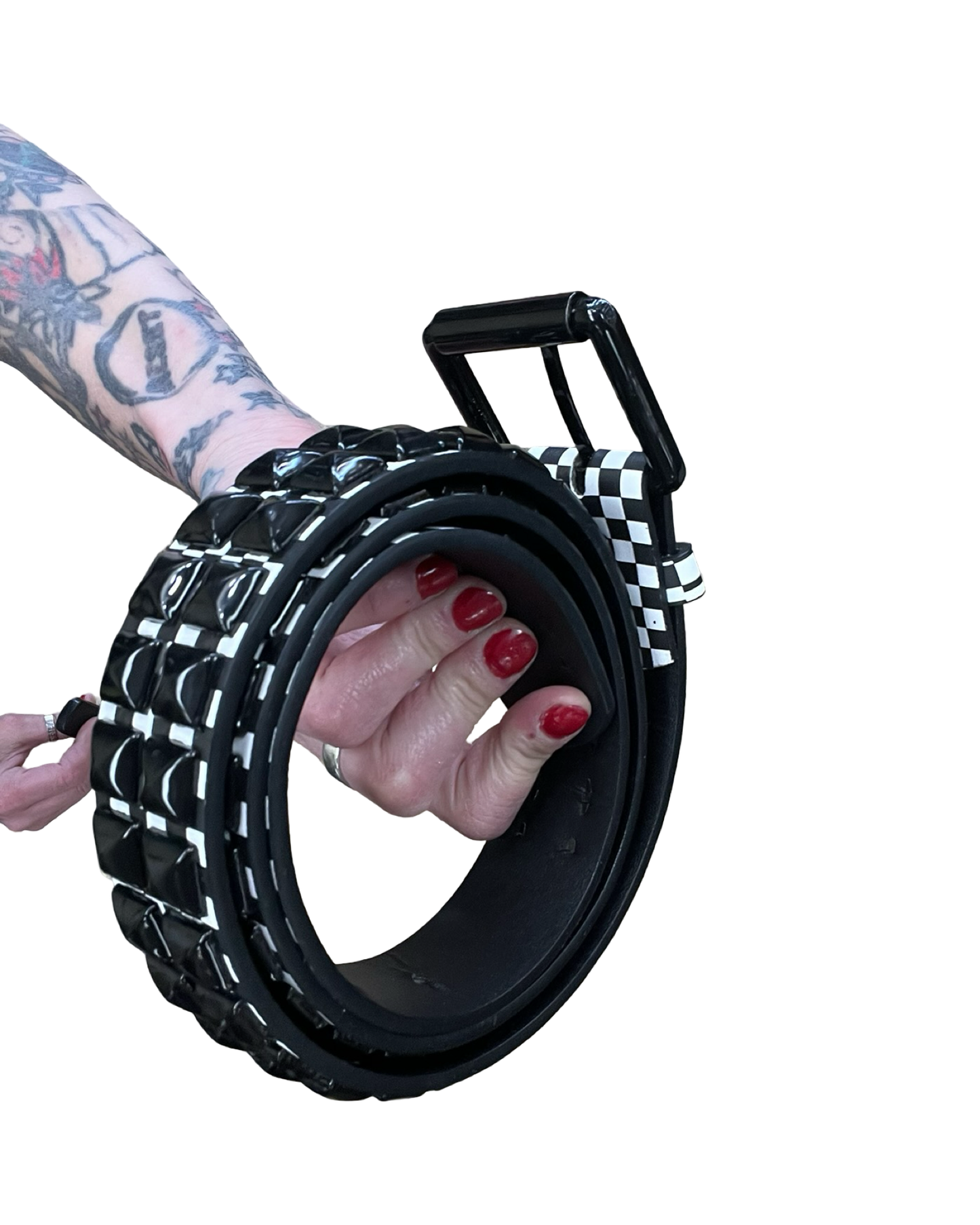 Belt Leather By Clothes Mentor In Black & White, Size:Xlarge
