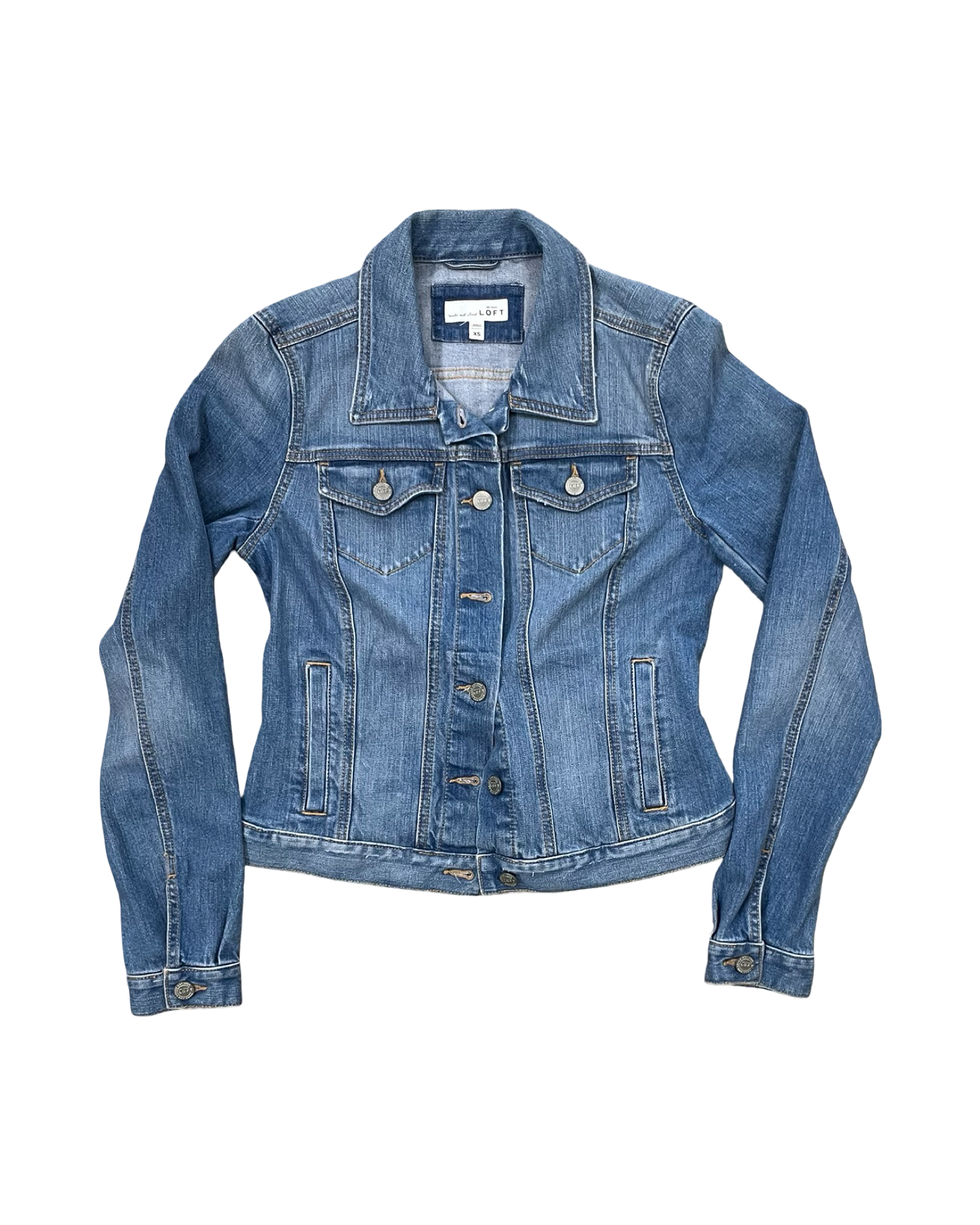 Jacket Denim By Loft In Blue Denim, Size:Xs