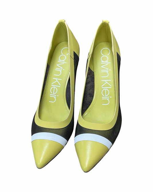 Shoes Heels Stiletto By Calvin Klein In Black & Green, Size:9.5