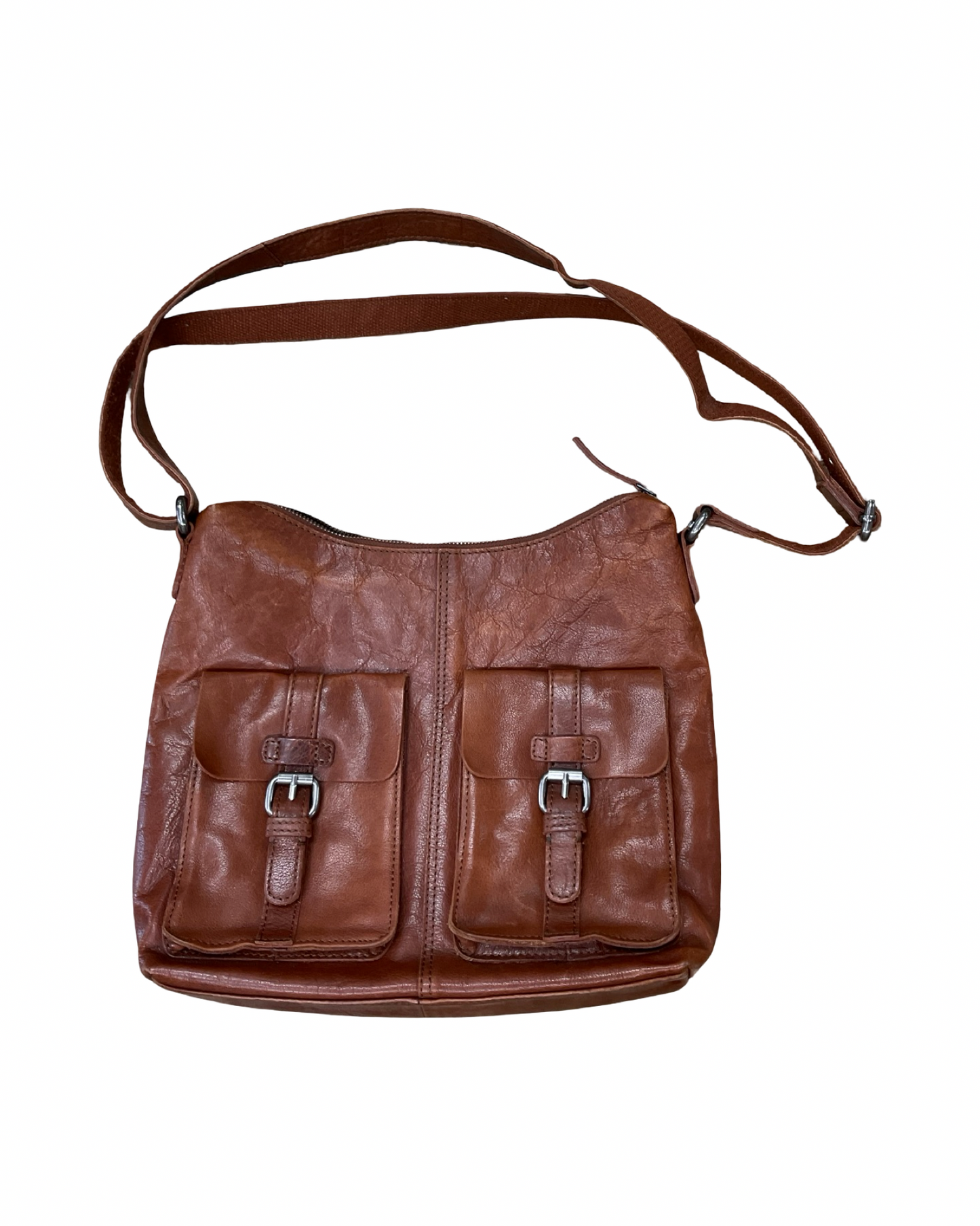 Handbag Leather By Clothes Mentor In Brown, Size:Medium