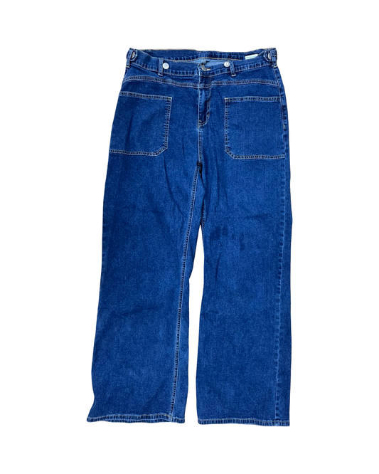 Jeans Wide Leg By Clothes Mentor In Blue Denim, Size:L