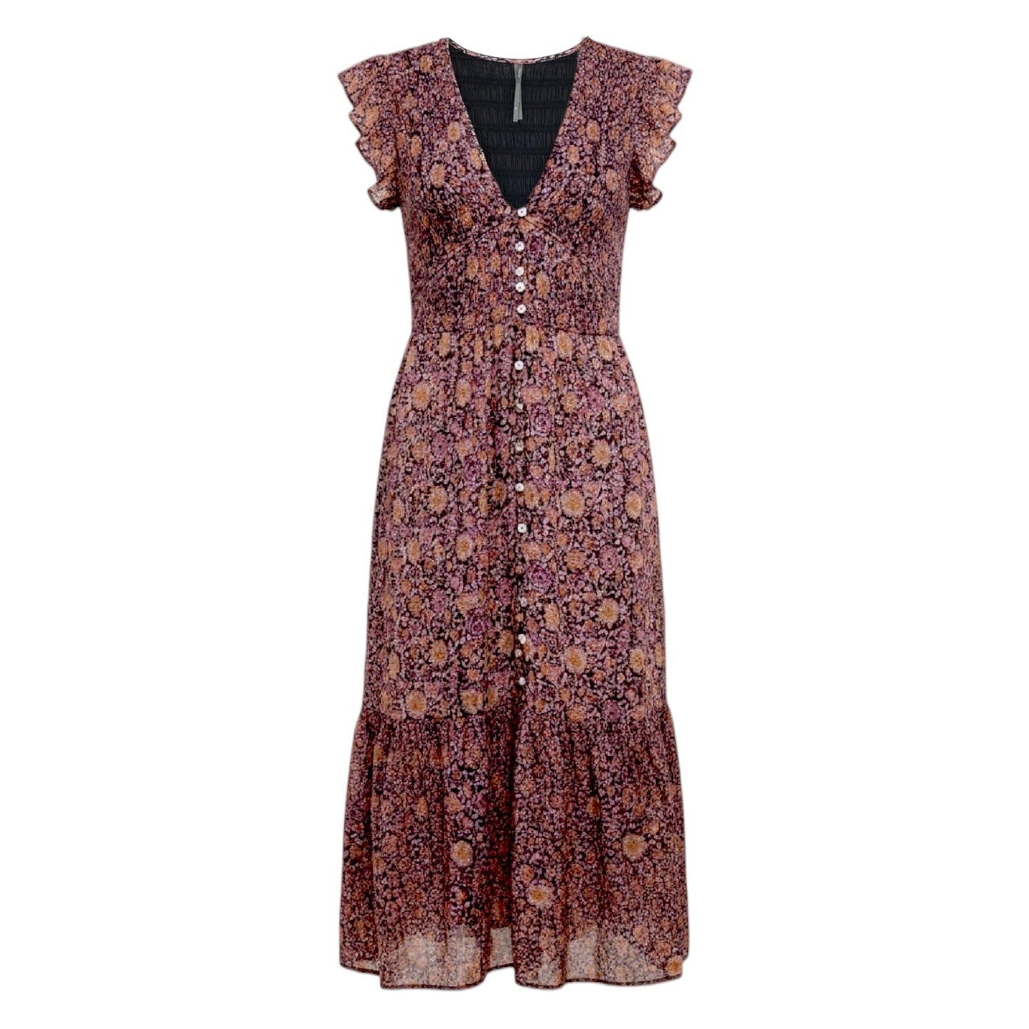 The Peregrine Midi Dress By Anthropologie In Floral Print, Size: XL Petite