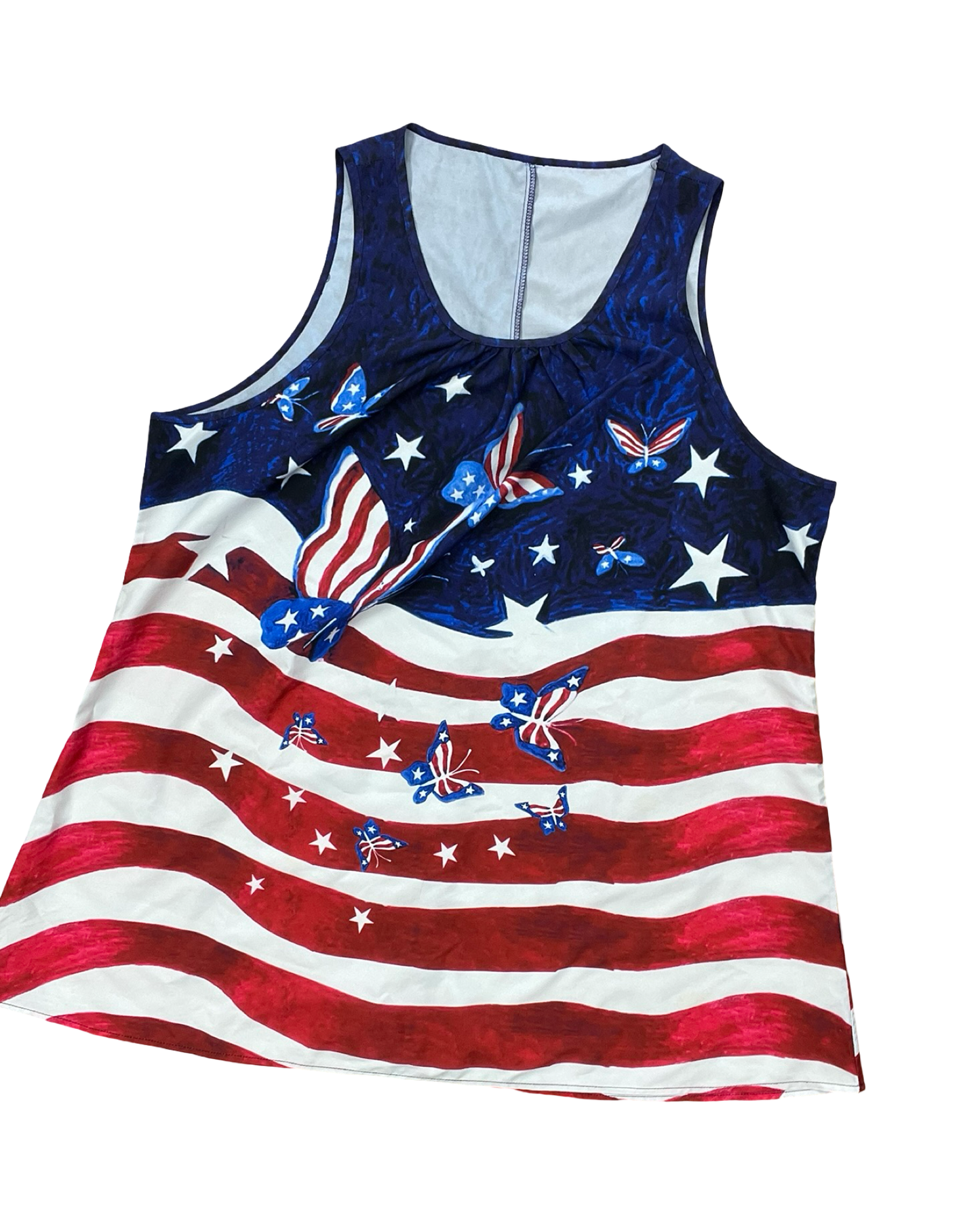 Top Sleeveless By Clothes Mentor In Blue Red & White, Size:2X