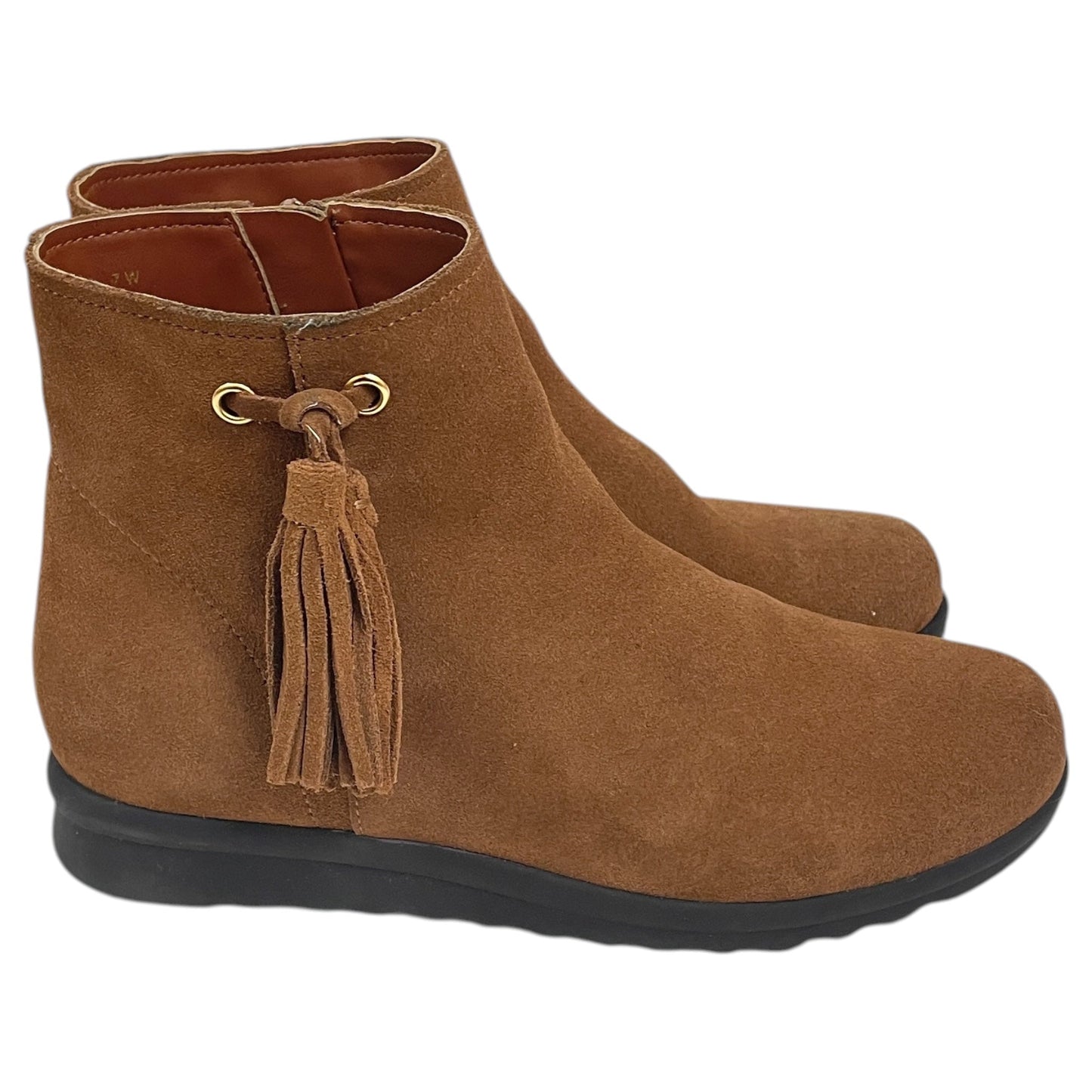 Boots Ankle Flats By Vaneli In Brown, Size:7