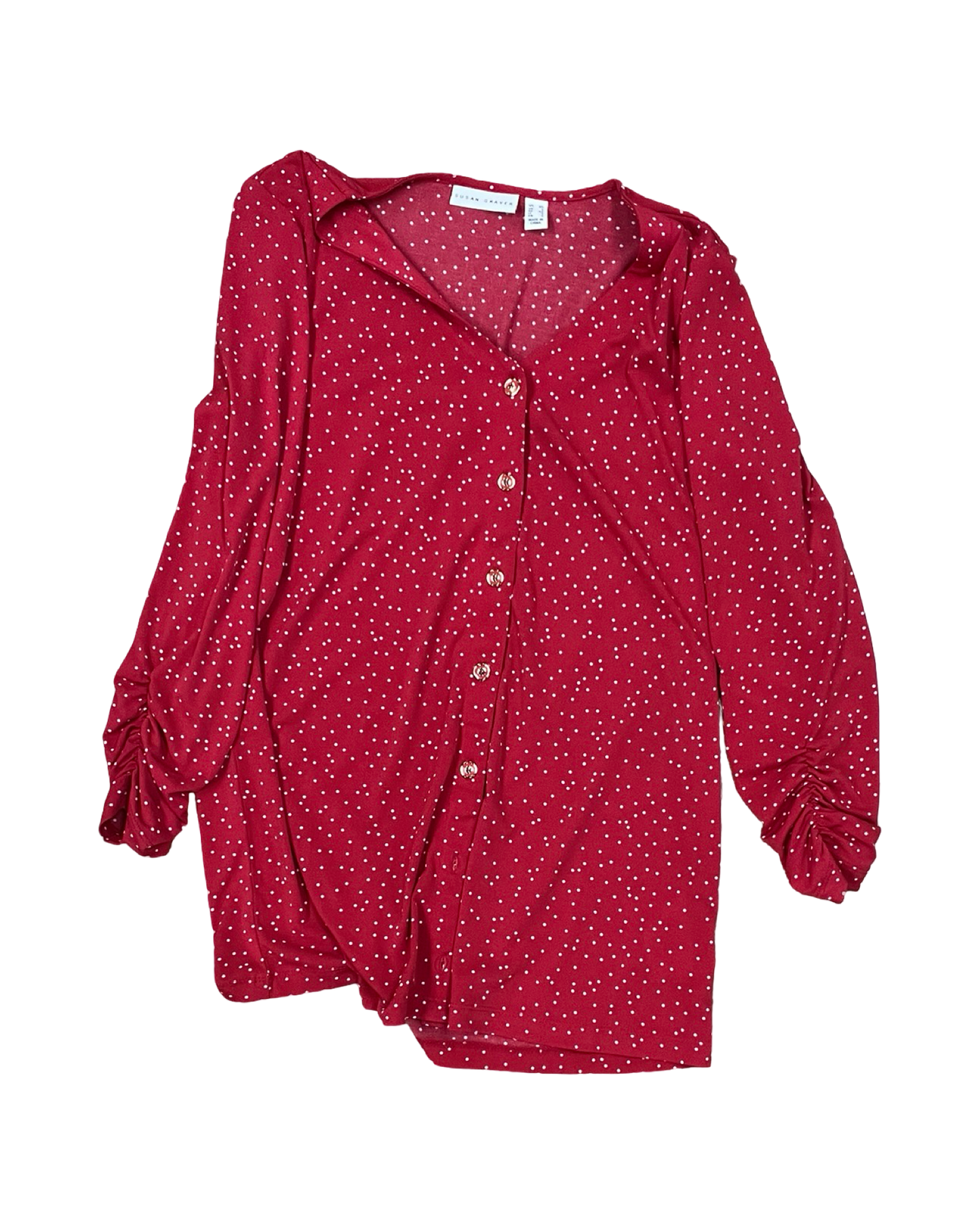 Blouse Ls By Susan Graver In Red, Size:Xs