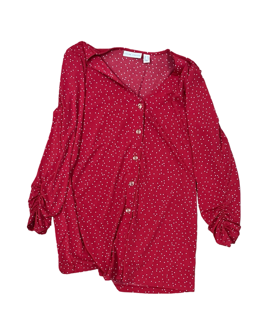 Blouse Ls By Susan Graver In Red, Size:Xs