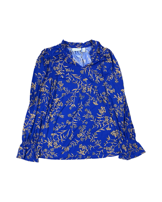 Top Ls By Susan Graver In Blue & Gold, Size:S