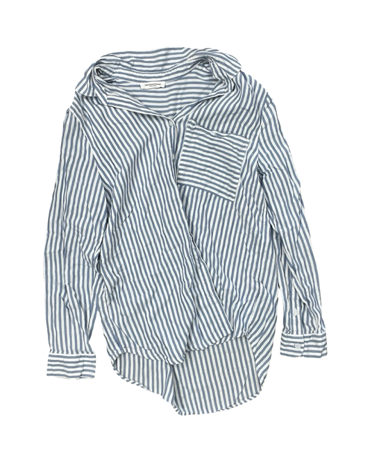 Blouse Ls By Beachlunchlounge In Blue & White, Size:M
