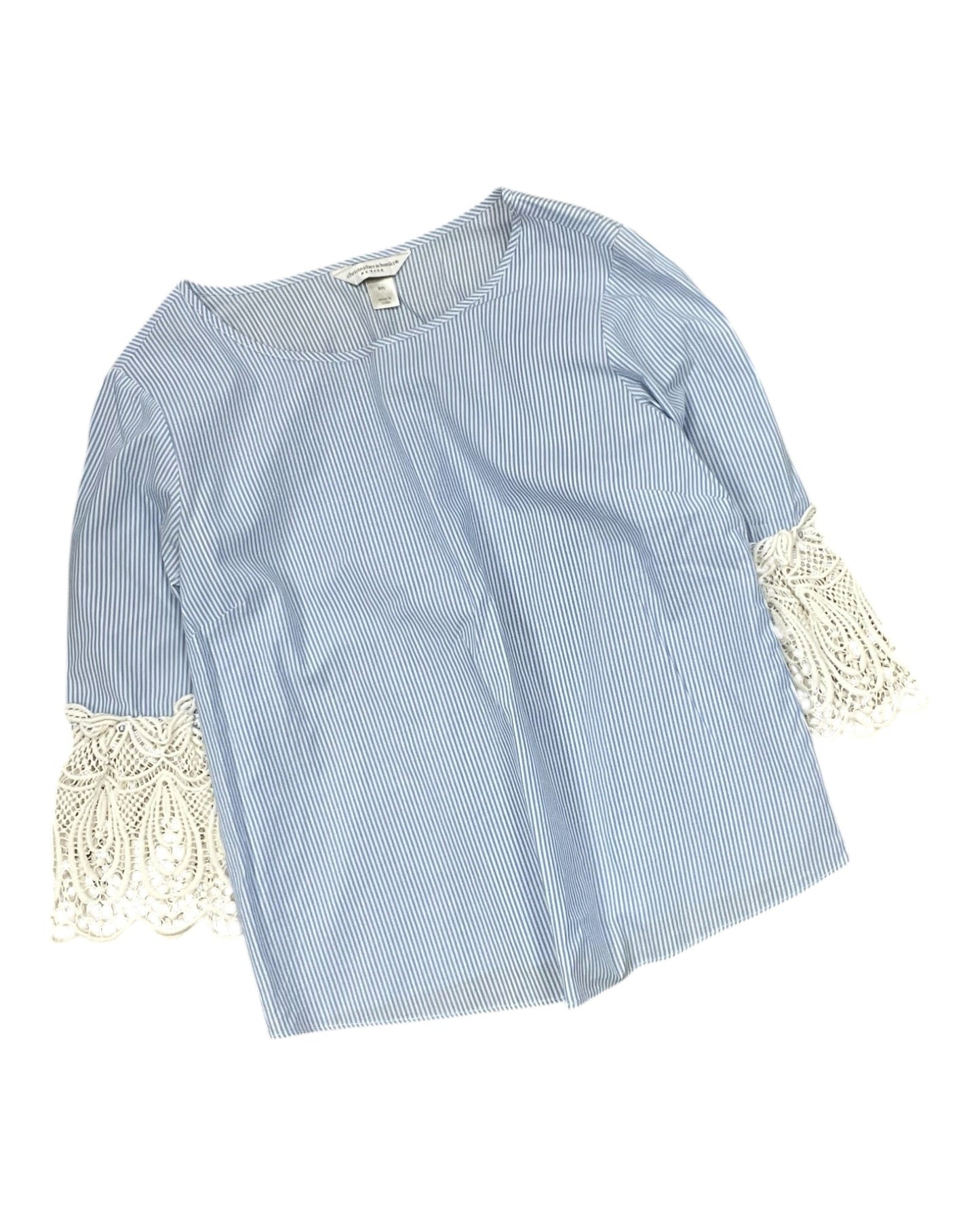 Top 3/4 Sleeve By Christopher And Banks In Blue & White, Size:Sp