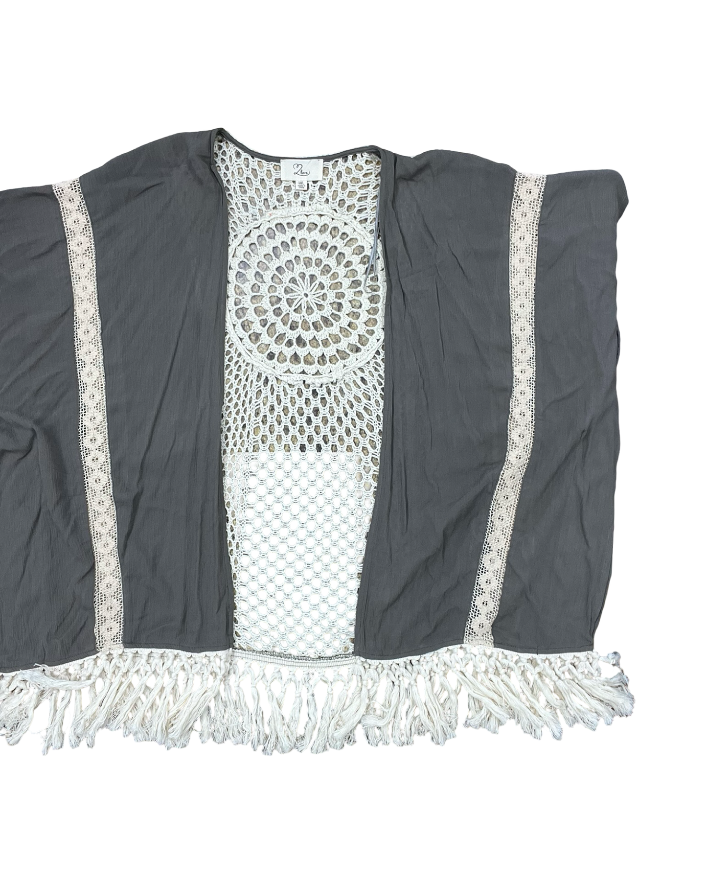 Cardigan By Clothes Mentor In Cream & Green, Size:L
