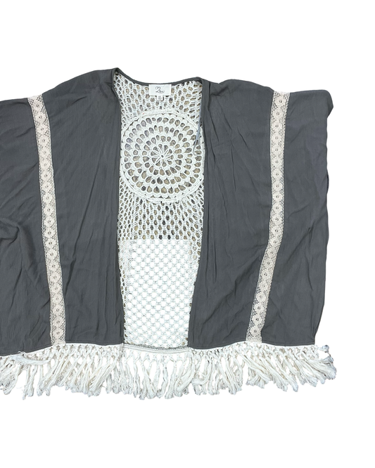 Cardigan By Clothes Mentor In Cream & Green, Size:L