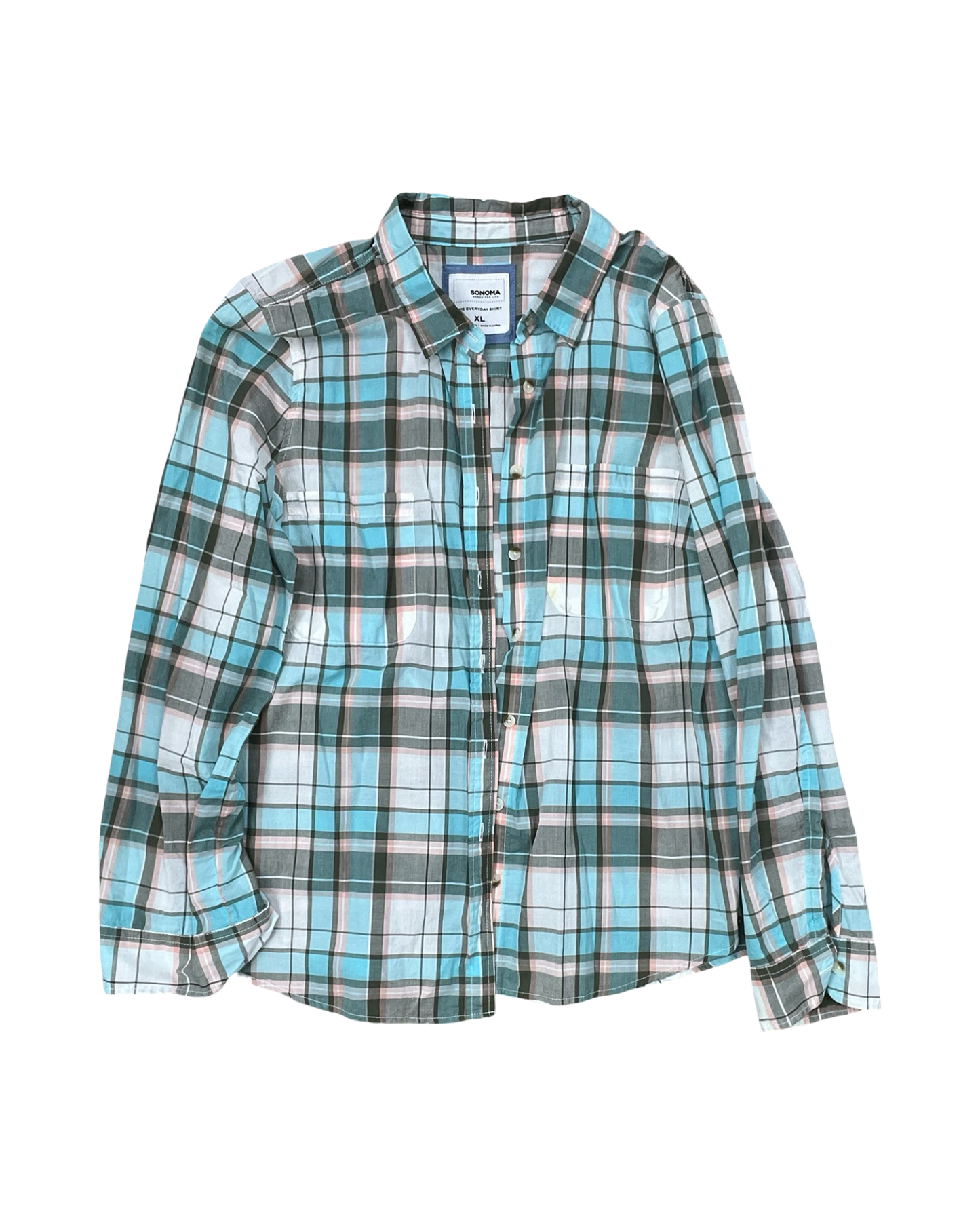 Blouse Ls By Sonoma In Blue & White, Size:Xl