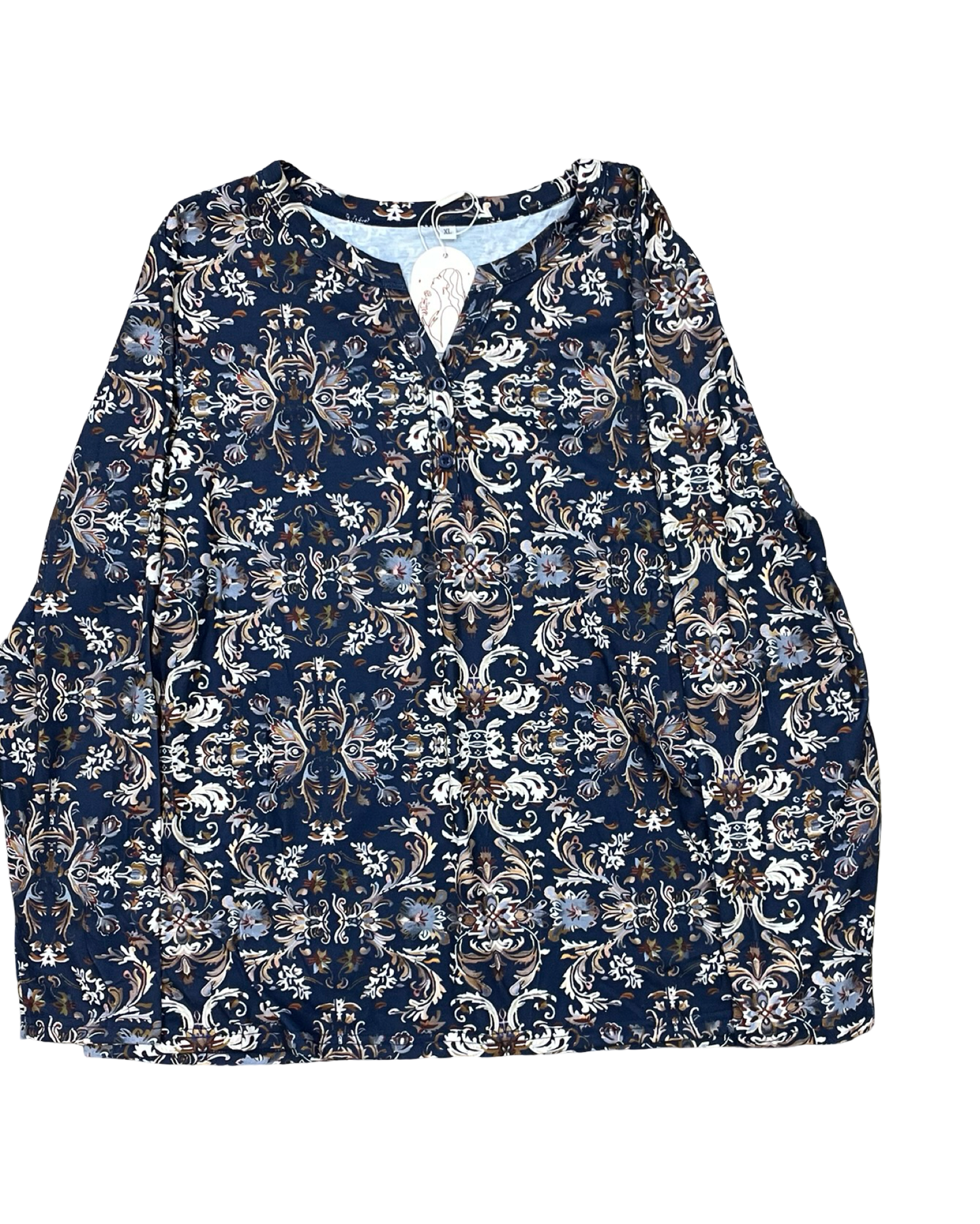 Top Ls By Clothes Mentor In Blue & Cream, Size:Xl