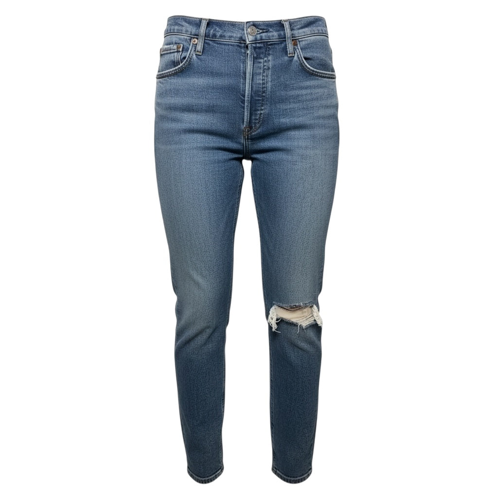 Nico High Rise Slim Fit Jeans By Agolde In Blue Denim, Size: 4