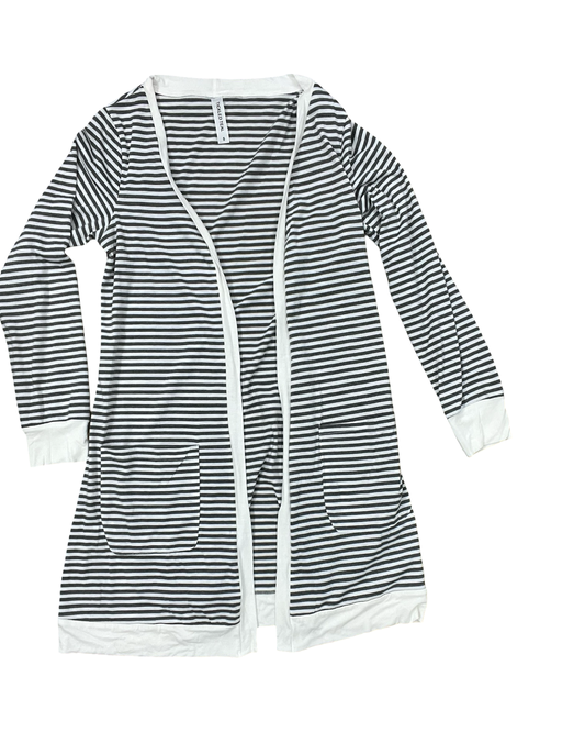Cardigan By Tickled Teal In Grey & White, Size:S