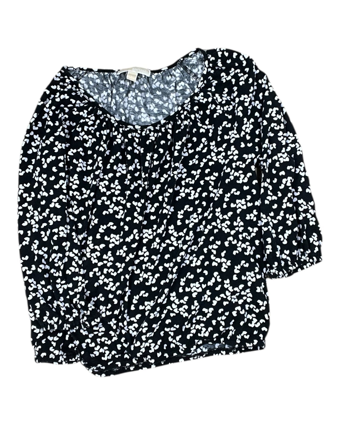 Top 3/4 Sleeve By Michael By Michael Kors In Black & White, Size:L