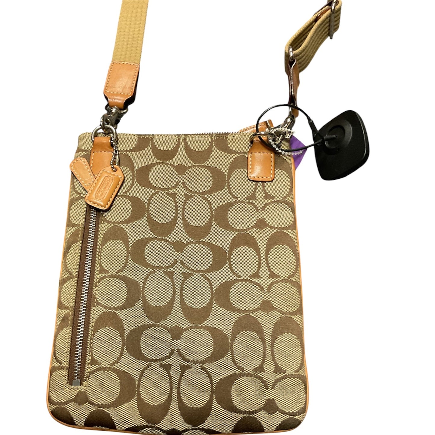Crossbody Designer By Coach In Tan, Size:Small