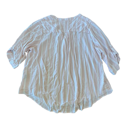 Top 3/4 Sleeve By Torrid In Pink & White, Size:4X