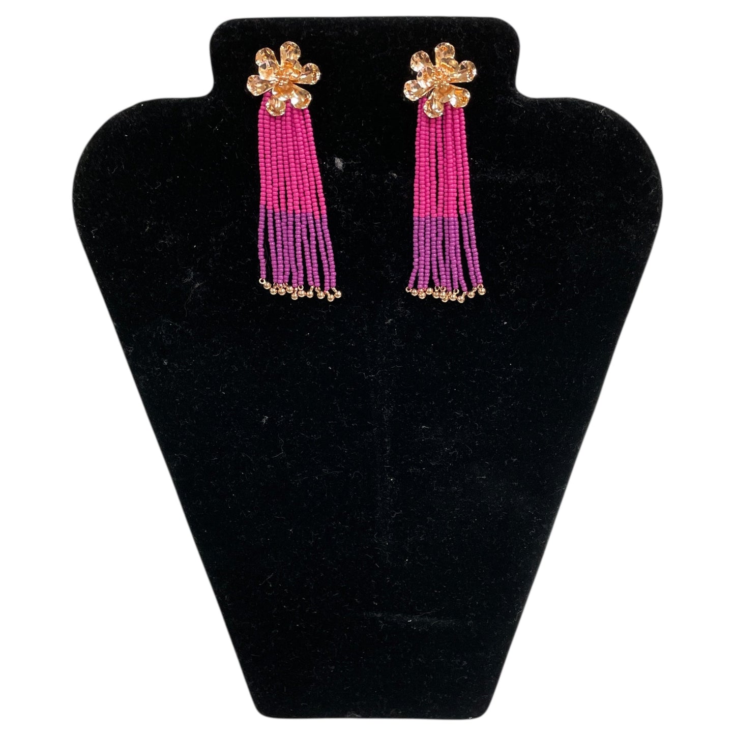 Earrings Dangle/Drop By Express In Gold & Pink