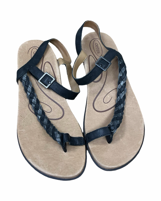 Sandals Flats By Aetrex In Black, Size:10