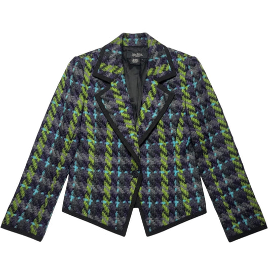 Houndstooth Tweed Blazer By Peck And Peck In Multi-colored, Size: 2
