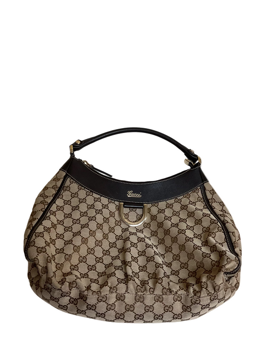 Handbag Luxury Designer By Gucci In Brown & Tan, Size:Large