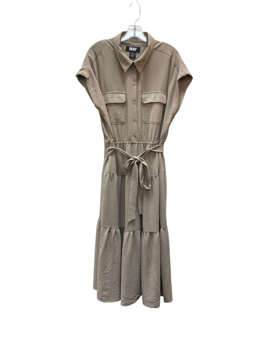 Dress Casual Maxi By Dkny In Taupe, Size:L