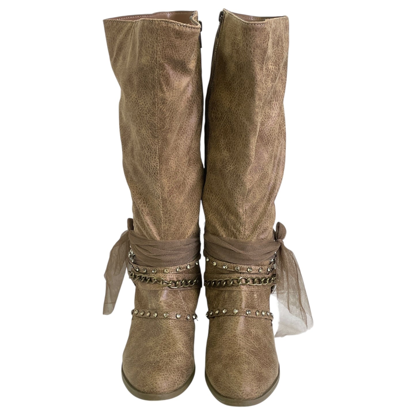 Boots Knee Heels By Venus In Tan, Size:8.5