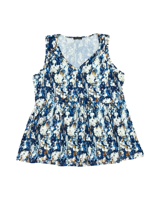 Top Sleeveless By Clothes Mentor In Blue & Cream, Size:Xl