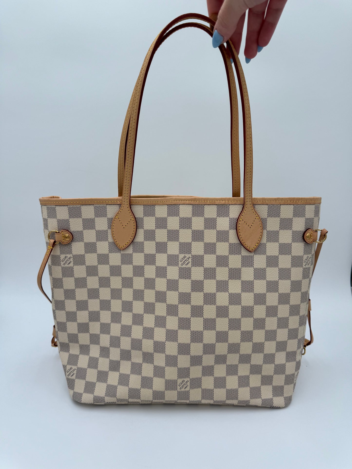 Tote Luxury Designer By Louis Vuitton In Blue & Cream, Size:Medium