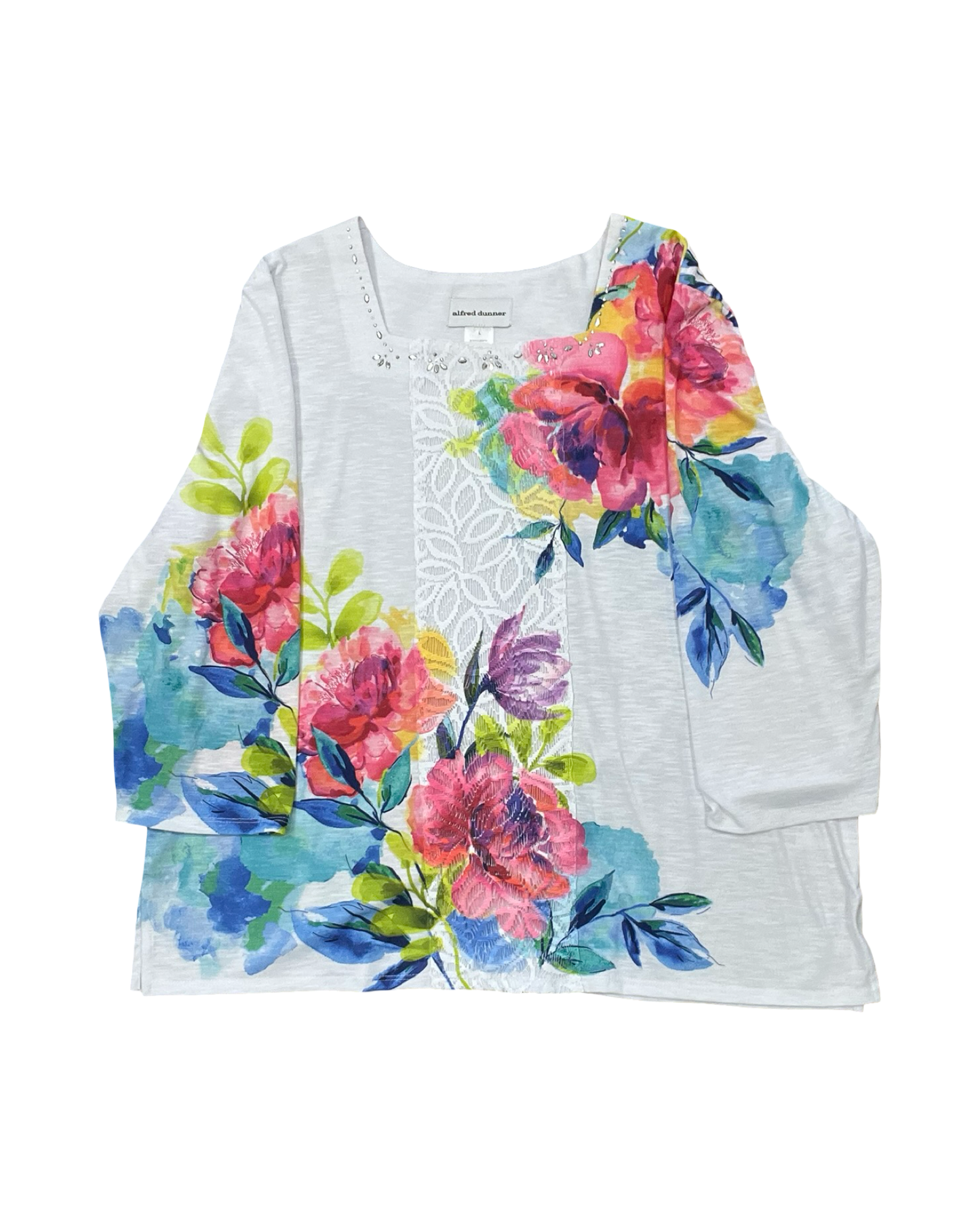 Top 3/4 Sleeve By Alfred Dunner In White, Size:L